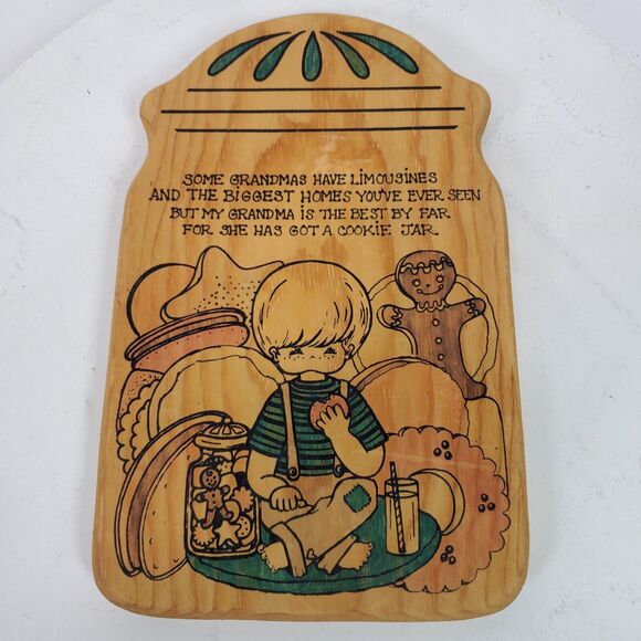 Vintage Grandmas Cookies Wood Cutting Board Sign 10x6.5 Inch - Picture 1 of 3